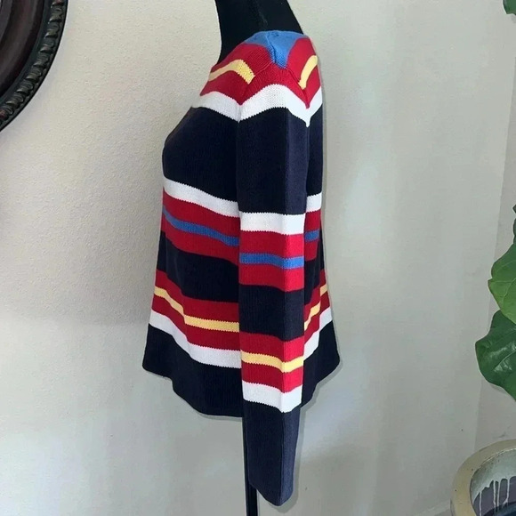 CRaZY Horse Women’s Multi-Colored Striped Star Cotton Blend Sweater Medium - Picture 8 of 15